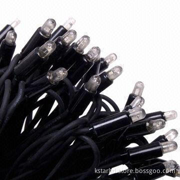 Christmas lights outdoor with black rubber cable and waterproof LED, with male and female connector